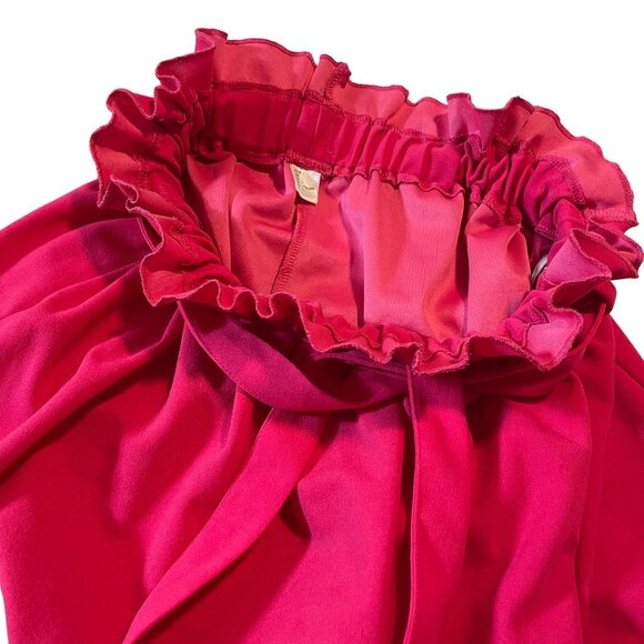 Women's High-Waisted Paper bag Shorts With Belt Bright Pink Large - Picture 6 of 9